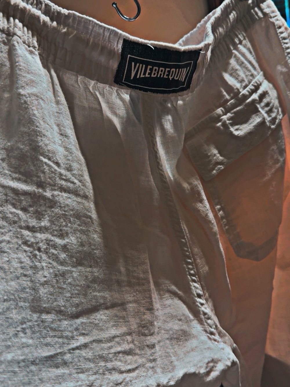Vilebrequin White Textured Linen Waistband Shorts